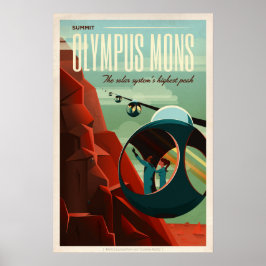 GIPFELTREFFEN OLYMPUS MONS Tour SpaceX Retro Mars  Poster