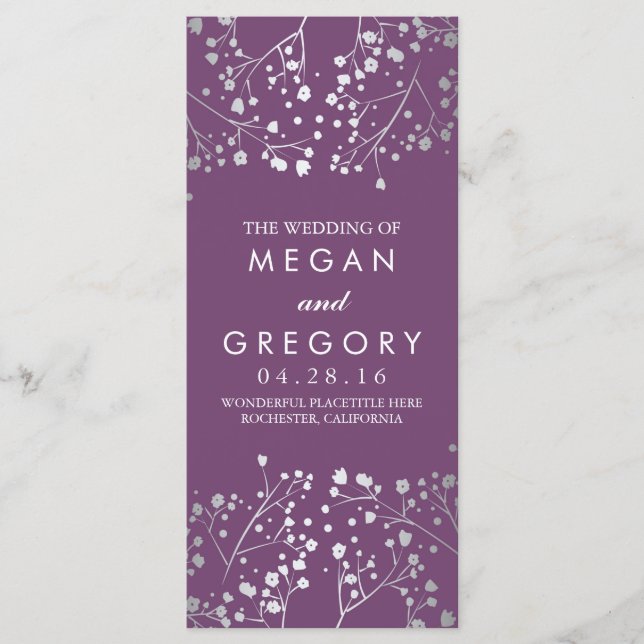 Gipskraut Amethyst und Silver Wedding Programm (Vorderseite)