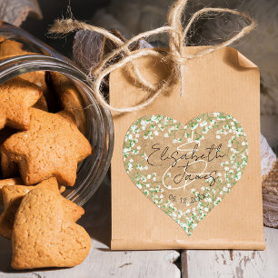 Gipskraut Aquarell Blume Rustic Boho Chic Herz-Aufkleber