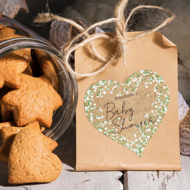 Gipskraut Aquarell Blume Rustic Boho Chic Herz-Aufkleber (Von Creator hochgeladen)