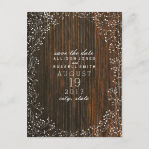 Gipskraut Barnwood Save the Date Inspiriert Ankündigungspostkarte