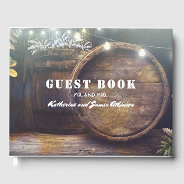 Gipskraut Barrel Rustic Wood Wedding Gästebuch