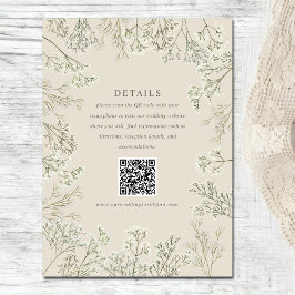 Gipskraut Beige Wedding Details QR Code Begleitkarte