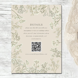 Gipskraut Beige Wedding Details QR Code Begleitkarte