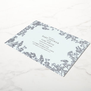 Gipskraut Blue Boy Baby Dusche Folieneinladung