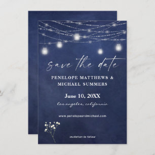Gipskraut Blue Chalkboard Save The Date