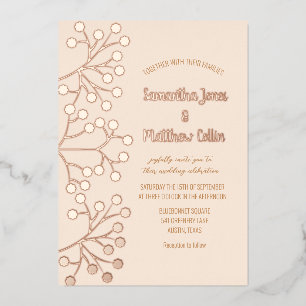Gipskraut Blues Blush Pink Goldfoil Hochzeit Folieneinladung