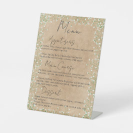 Gipskraut Blume Boho Bauernhof Hochzeitsmenü Sockelschild