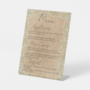 Gipskraut Blume Boho Bauernhof Hochzeitsmenü Sockelschild