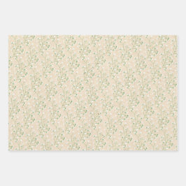 Gipskraut Blume Boho Chic Taufe Hochzeit Geschenkpapier Set