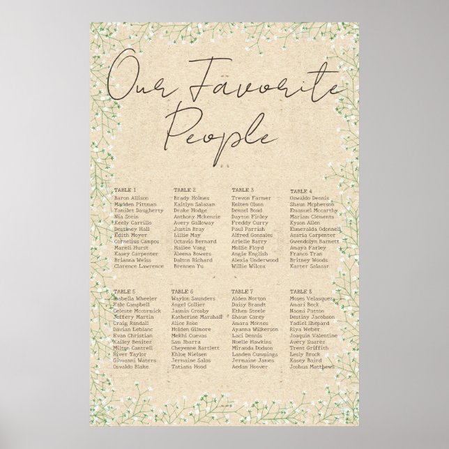 Gipskraut Blume Rustikale Hochzeitssattelkarte Poster (Vorne)