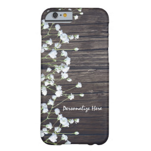 Gipskraut Blütenholz und dunkles Rustikales Holz Barely There iPhone 6 Hülle