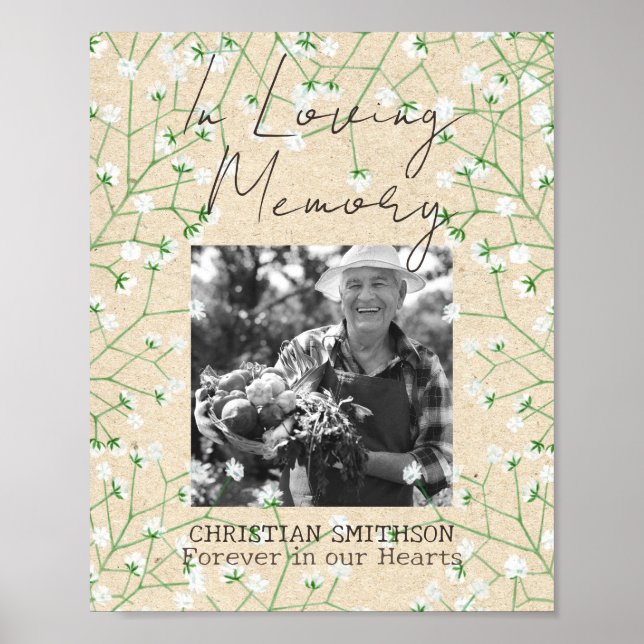 Gipskraut Boho Rustikal bei einer Gedächtnishochze Poster (Vorne)