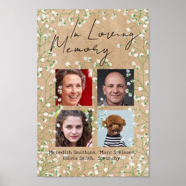 Gipskraut Boho Rustikal bei einer Gedächtnishochze Poster (Vorne)