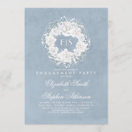 Gipskraut Dusty Blue Floral Engagement Party Einladung