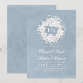Gipskraut Dusty Blue Floral Wedding Einladung