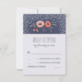 Gipskraut Floral Bouquet Wedding RSVP Cards Karte