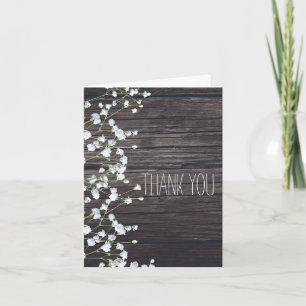 Gipskraut Floral & Dark Rustic Wood Vielen Dank Dankeskarte