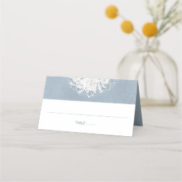 Gipskraut Floral Dusty Blue Wedding Platzkarte