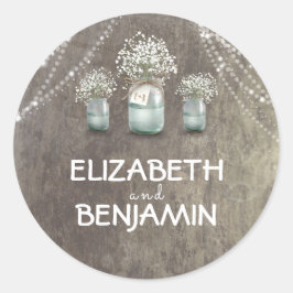 Gipskraut Floral Mason Jar Rustikale Hochzeit Runder Aufkleber