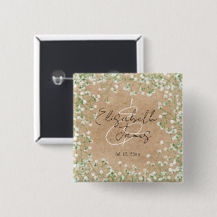 Gipskraut Floral Rustic Boho Bauernhof Hochzeit Button