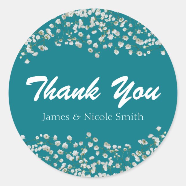 Gipskraut Floral WÄHLEN SIE IHRE EIGENE FARBE Runder Aufkleber (Vorderseite)