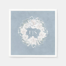 Gipskraut floral weiß und dusty blau serviette