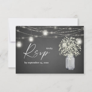 Gipskraut, G Chalk & String Lights mit Mahlzeiten RSVP Karte