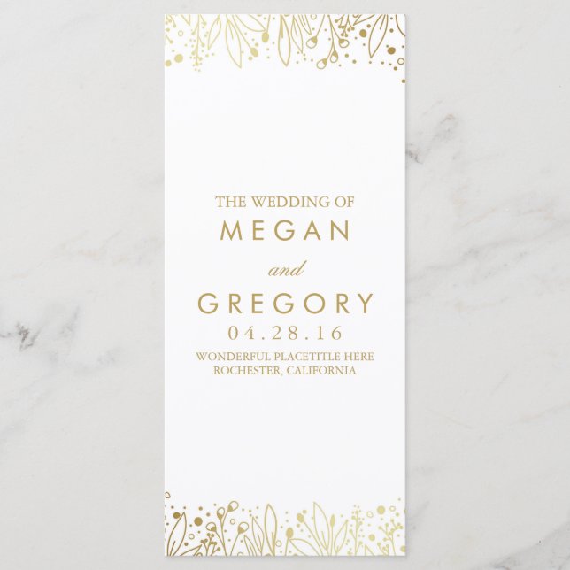 Gipskraut Gold Floral Hochzeitsprogramme Programm (Vorderseite)