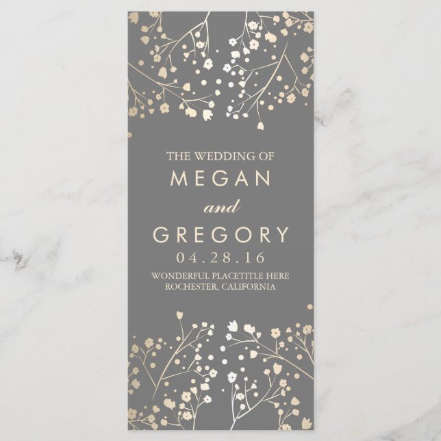 Gipskraut Gold Foil Effekt Hochzeitsprogramme Programm (Vorderseite)