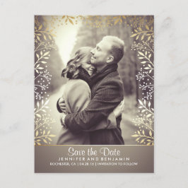 Gipskraut Gold Foil Foto Save the Date Ankündigungspostkarte