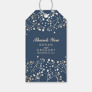 Gipskraut Gold Foil Navy Hochzeit Geschenkanhänger