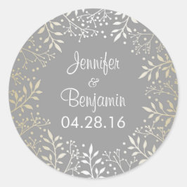 Gipskraut Gold Foil Wedding Runder Aufkleber