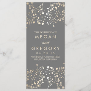 Gipskraut-Goldfolien-Effekt-Wedding Programme