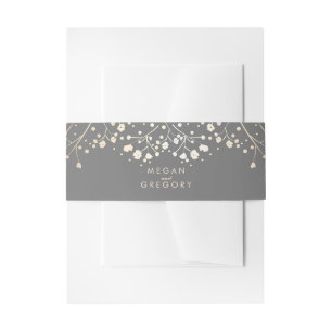 Gipskraut-Goldfolien-Hochzeit Einladungsbanderole