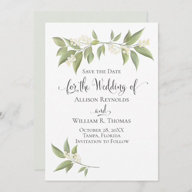 Gipskraut Greenery Botanische Flora Save The Date (Vorne/Hinten)