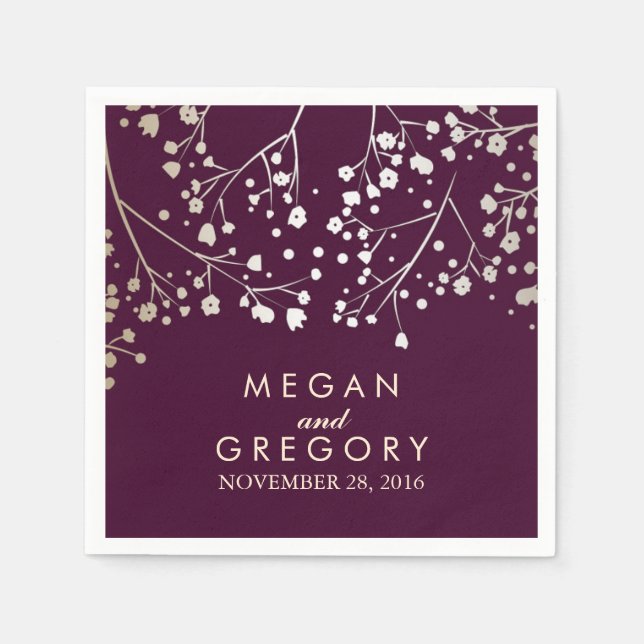 Gipskraut-Hochzeit Serviette (Vorderseite)