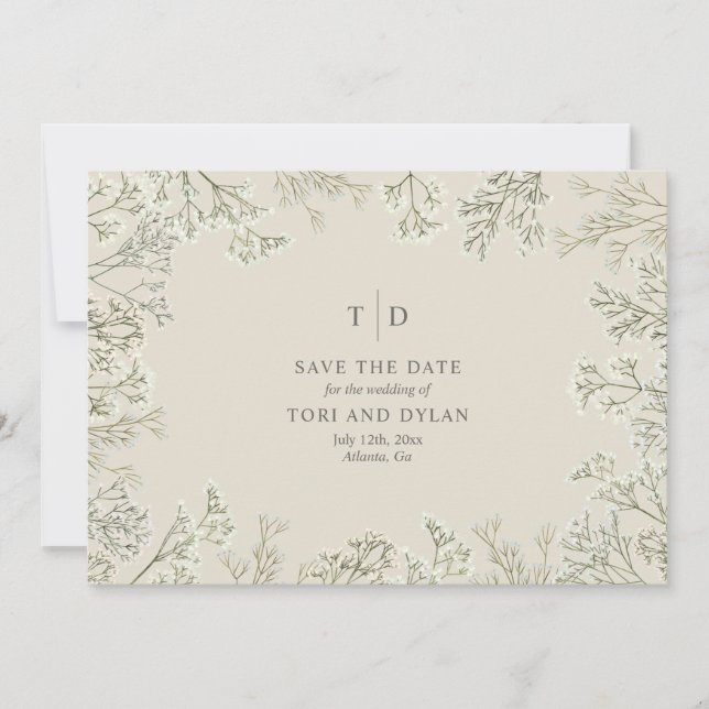 Gipskraut Hochzeit speichern Save The Date (Vorderseite)