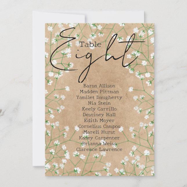 Gipskraut Hochzeit Tischnummer Seekarte 8 (Vorderseite)