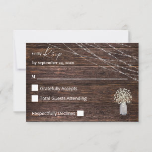 Gipskraut, Holz und Streichelleuchten RSVP Karte