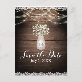 Gipskraut Lights Rustikale Hochzeit Speichern Sie Ankündigungspostkarte