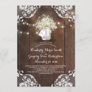 Gipskraut Mason Jar Barn Wood Engagement Party Einladung