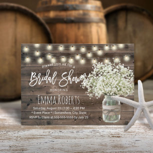 Gipskraut Mason Jar Rustic Barn Brautparty Einladung