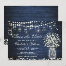 Gipskraut Mason Jar Rustic Blue Wood Wedding
