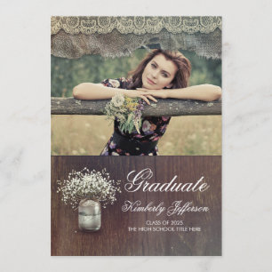 Gipskraut Mason Jar Rustic Foto Abschluss Einladung