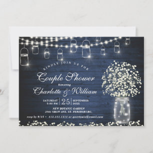 Gipskraut Mason Jar Rustic Holzdusche Einladung