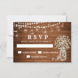 Gipskraut Mason Jar Rustic RSVP Card Karte