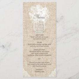 Gipskraut Mason Jar Rustic Wedding Menu Menükarte