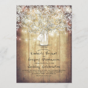 Gipskraut Mason Jar Rustikale Hochzeit Einladung