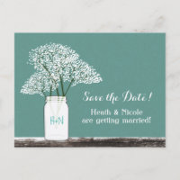 Gipskraut Mason Jar Save the Date Postcard